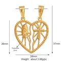 Gold plated copper heart pendant with Virgin Mary and cross motifs, 26mm width - Khaki L021143-Gold Hollow Heart Virgin