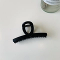 Top view of an elegant black matte hair claw clip with a minimalist French design - Matte Black-Butterfly Buckle (9cm)