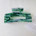 Large green marble acetate claw clip for ponytail hair styling on white background - 3# Green