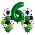 Palloncino numero 6 verde con palloncini in lattice a tema calcio per feste - Set Numero 6