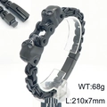 Bracciale da uomo nero opaco con teschi e chiusura a scatto, 210x7mm, 68g - Nero (KB207065-KFC)