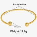 Dettaglio del bracciale aperto in acciaio inossidabile placcato oro 18k con misure - Oro