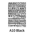 Macro detail of black vinyl letter stickers with alphabet, numbers and symbols - 210x290mm / Black
