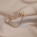 Gold-tone alloy Queen brooch with sparkling rhinestones and elegant chain tassels - 577# Queen Chain