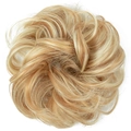 Messy bun hair piece in layered blonde highlights on a clean white background - 27H613 Honey Blonde Highlighted