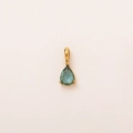 Gold plated titanium steel 18K necklace with a blue teardrop shaped birthstone pendant - March 3-Prong Teardrop Pendant Only (Without Chain)