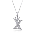 925 silver necklace featuring a letter X pendant with a crown and moissanite inlay - Letter X