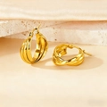Classic 18K gold plated 316L stainless steel chunky multi-layer twist hoop earrings - 20mm / Gold