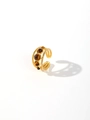 Detail of vintage gold open ring with tiger eye stones and twisted rope textures - Style 3 (Five Brown Stones Triple Band)