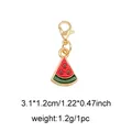 Watermelon slice charm in gold alloy with red and green enamel for bags and keychains - Watermelon (No. 1)