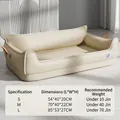 Beige waterdicht lederen hondenmand met handgrepen in drie maten voor grote honden - Klein (54*40*20cm) / Beige