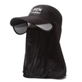 Quick-dry black outdoor sun hat with face shield and neck protection for sun safety - Adjustable / Black