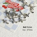 Detail of silver alloy cross charm with embossed texture for DIY jewelry making 11x21mm - Style 14 Thin Sword