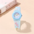 Cute light blue butterfly patterned cartoon quartz watch with colorful silicone strap - Sky Blue