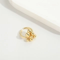French vintage style adjustable gold bead ring with polished cluster design for women - Copper Beads / Gold