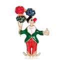 Spilla da clown vintage dorata con palloncini in smalto colorato e strass luccicanti - Pagliaccio di Natale