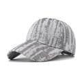 Casquette de baseball épaisse à carreaux avec motif marbré noir et gris pour hommes et femmes - Réglable / Noir