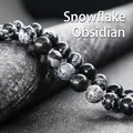Polished snowflake obsidian beads for jewelry making with natural white crystal patterns - Snowflake Obsidian / 2mm