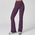 Pantalon de yoga évasé à taille haute violet foncé en tissu brossé très élastique - Violet Foncé