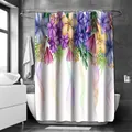 Tenda da doccia nordica in poliestere con fiori viola e motivi astratti colorati - 90x180cm / Violetto
