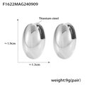 Zilveren ovale titaniumstalen oorbellen met afmetingen 1,9 cm hoogte en 1,3 cm breed - Zilver (F1622 Staalkleur)