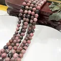 Natural rhodonite stone round beads with pink and black patterns for jewelry making - Black-lined Red Jasper 17 / 6mm / Approx 63pcs