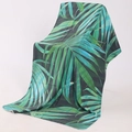 Tropical palm leaf pattern beach towel in deep green and teal microfiber fabric - P-Realistic Tropical Palm Leaves Dark Green