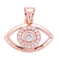 Rose gold plated evil eye charm with shimmering white cubic zirconia pave setting - Rose Gold 17mm L459370-Rose Gold