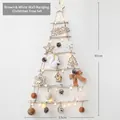 DIY wall-mounted wooden Christmas tree set with warm lights, pine cones and white squirrels - Brown & White Hanging Tree Set 90cm