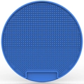 Blue silicone slow feeder dog lick mat with raised nubs and suction cup design - Blue Dot Style