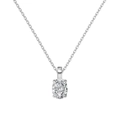 Elegant S925 sterling silver necklace with oval cut zircon on a simple cross chain - White Gold White Rhinestone (DY190931-S-W-WH)