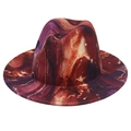 Vue détaillée du chapeau fedora à larges bords avec motif marbré violet - Style Texture Marbre Rouge et Violet (03色) / M (56-58cm)
