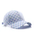 Cappellino da baseball a scacchi blu e bianchi in tela con cinturino regolabile - Regolabile / Blu