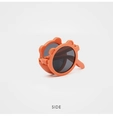 Seitenansicht der faltbaren Kinder-Sonnenbrille in Orange mit Bärenohren und runden Gläsern - Oranger Rahmen Graue Gläser