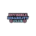 Enamel metal badge with 'Invisible Disability Club' text and floral accents - Invisible Disability Club (QHXZ1291)