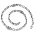 Men's vintage stainless steel curb chain necklace with spiral link accents in silver - Steel Color (KN198134-KLHQ)