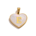 Golden heart pendant with mother of pearl inlay and letter E for DIY jewelry necklaces - Letter E / Gold