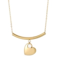 Collar dorado con colgante de corazón y barra curva en una cadena fina minimalista - Collar con colgante de corazón y barra curva (KN236931-Z) / Dorado