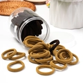 Deep brown and ginger yellow high-elastic seamless hair ties set in a clear plastic jar - Coffee Duo (50Pcs Jar)
