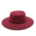Macro detail of wine red wool fedora hat featuring wide brim and premium felt texture - M (56-58cm) / Burgundy