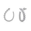 Elegant S925 sterling silver bow earrings with micro-pave white zircon stones in silver - C-shape Pave Design(DY110308-S-W-WH) / White Gold With White Zirconia