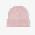 Pink ribbed knit beanie hat with turn-up cuff design for men and women - One Size / Baby Pink (23B090)