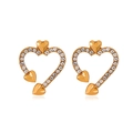Gouden hart oorbellen met zirkonia steentjes en een fonkelend gelaagd ontwerp - Opengewerkt Hart Strass (KC Goud) / KC Goud (11520)
