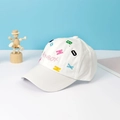 White baseball cap for toddlers featuring colorful BONBOY embroidery and cartoon dinosaur - 48-52cm (1-6 Years) / Letter Style - White