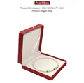 Red square PU leather pearl necklace box with cream velvet lining, 19x19x4.5cm - Pearl Necklace Box / Burgundy
