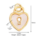 Mini pink shell heart lock pendant in gold plated copper measuring 14x11mm - Heart Shell Lock / Gold