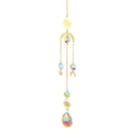 Golden sun moon star crystal wind chime with colorful rainbow suncatcher beads - Model SY-04