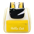 Portable pet carrier backpack in white and yellow with Hello Cat design and transparent window - Basic Style / Bright Yellow