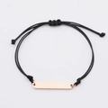 Minimalist woven black rope bracelet featuring a polished rose gold stainless steel bar - Standard (MP633) / Rose Gold