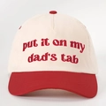 Retro cream and red baseball cap with Put It On My Dad's Tab embroidery design - Off-white Spliced Red